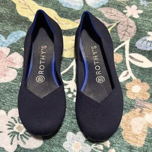 Rothy's Navy Knit Ballet Flats with Royal Blue Trim
